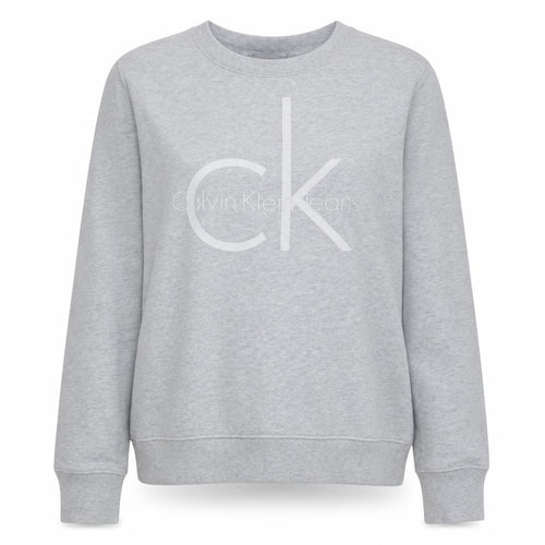 Calvin Klein Jeans Women Grey Logo Crew Neck Sweatshirt L