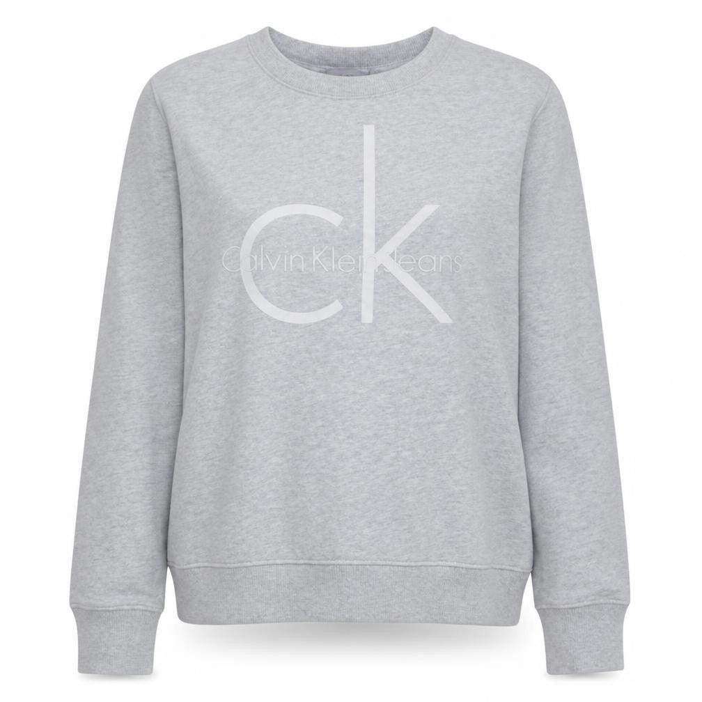 Calvin Klein Jeans Women Grey Logo Crew Neck Sweatshirt L