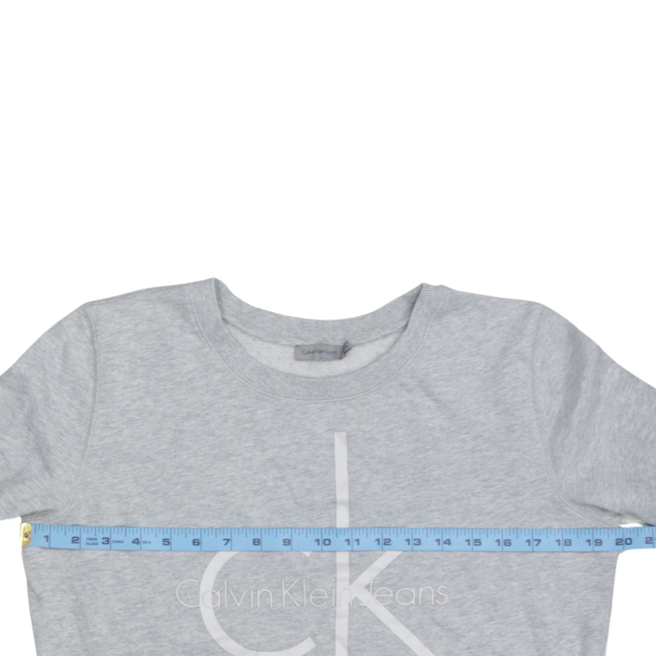 Calvin Klein Jeans Women Grey Logo Crew Neck Sweatshirt L