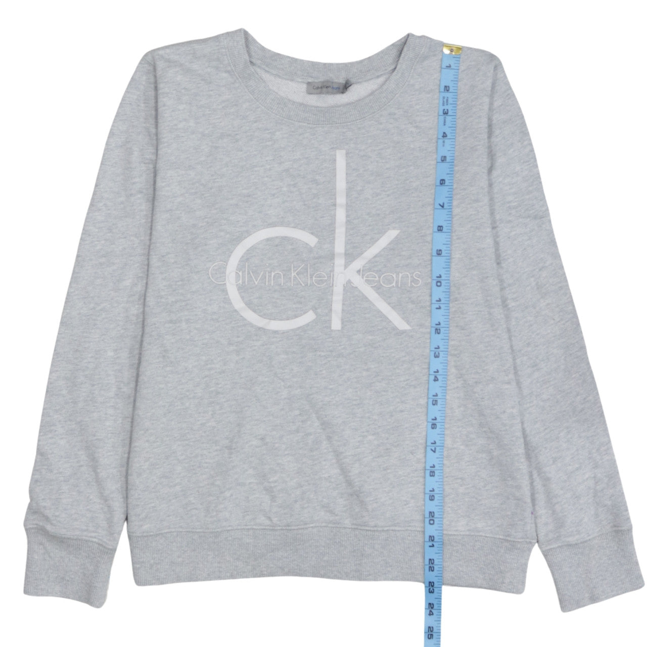 Calvin Klein Jeans Women Grey Logo Crew Neck Sweatshirt L