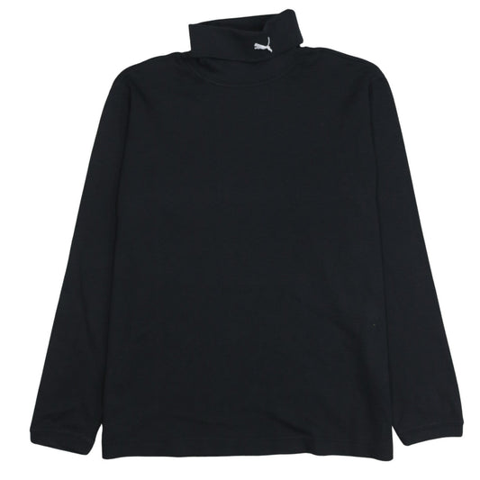 Puma Men's Black Roll Neck Long Sleeve Cotton T-Shirt Size M