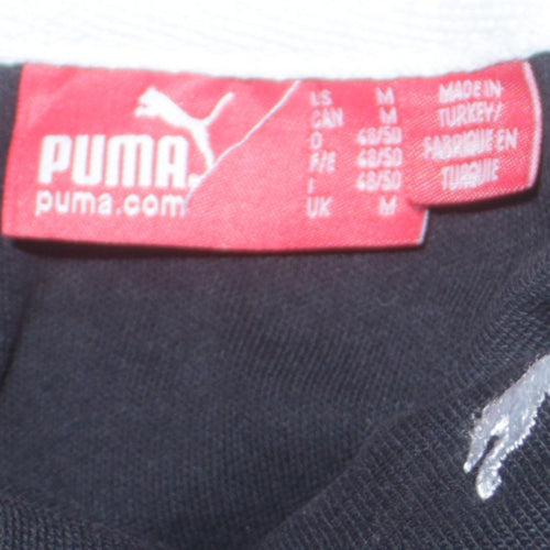 Puma Men's Black Roll Neck Long Sleeve Cotton T-Shirt Size M