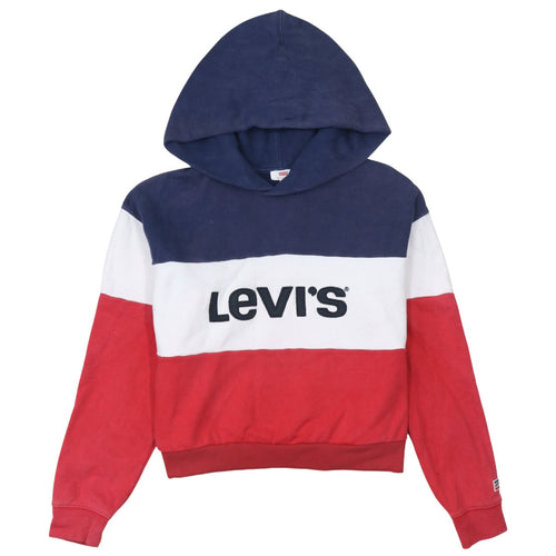 Levi's Women's Navy Red White Colourblock Hoodie XS Pullover Cotton