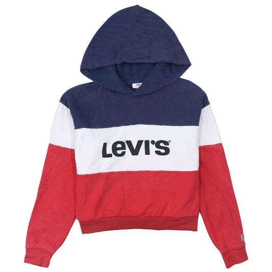 Levi's Women's Navy Red White Colourblock Hoodie XS Pullover Cotton