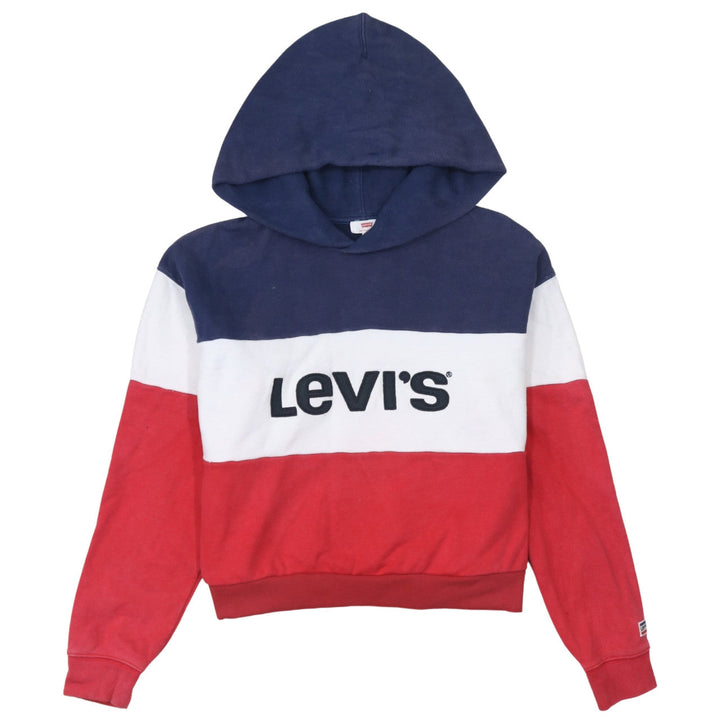 Levi's Women's Navy Red White Colourblock Hoodie XS Pullover Cotton