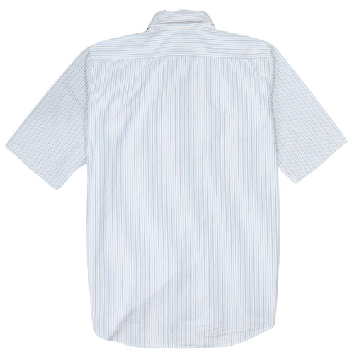 Napapijri Men Blue Striped Short Sleeve Button-Up Cotton Shirt L