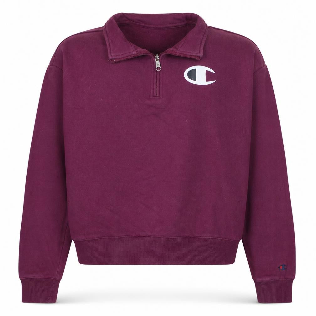 Champion Women’s Purple 1/4 Zip Pullover Sweatshirt Size L Cotton Logo