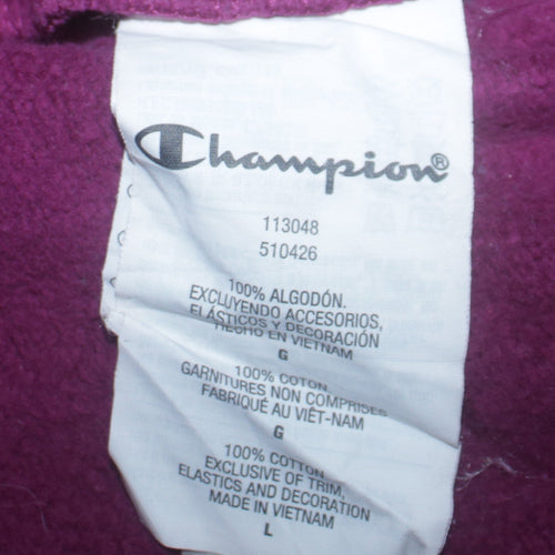 Champion Women’s Purple 1/4 Zip Pullover Sweatshirt Size L Cotton Logo