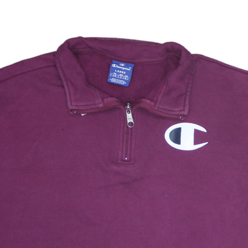 Champion Women’s Purple 1/4 Zip Pullover Sweatshirt Size L Cotton Logo