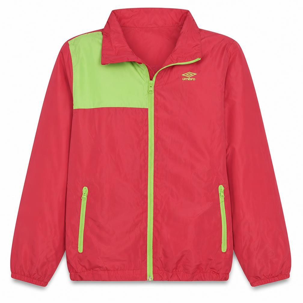 Front view of Umbro girls’ pink lightweight windbreaker jacket size 152cm