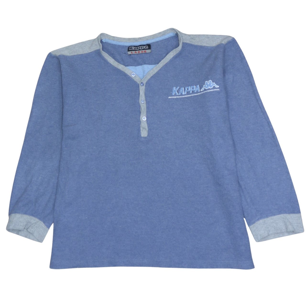 Kappa Mens Blue Henley Jumper Long Sleeve Size L Casual Sportswear