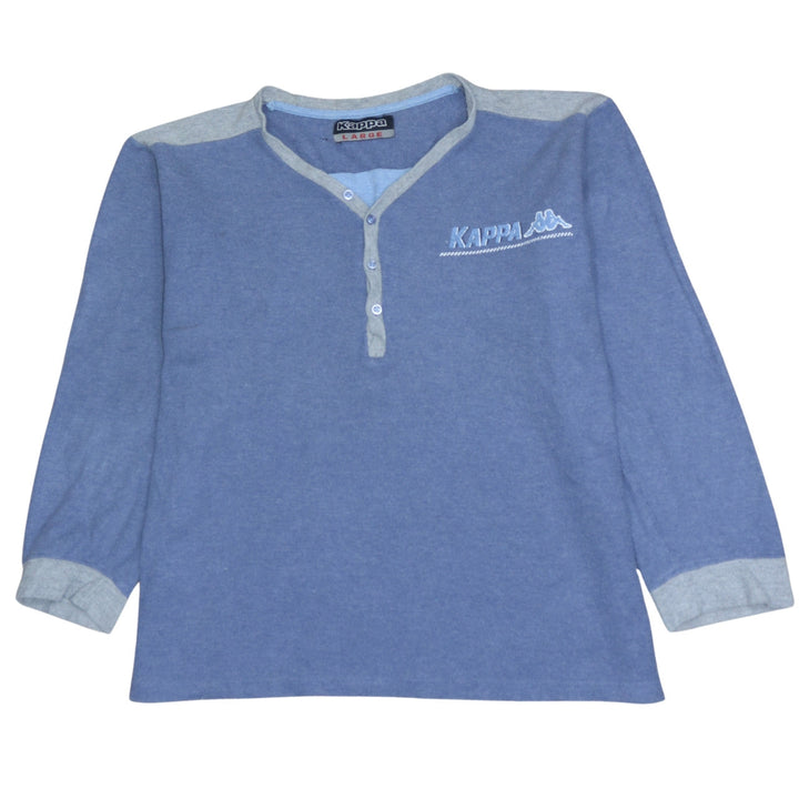 Kappa Mens Blue Henley Jumper Long Sleeve Size L Casual Sportswear