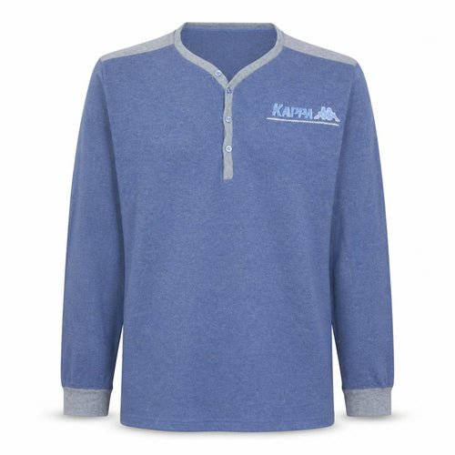 Kappa Mens Blue Henley Jumper Long Sleeve Size L Casual Sportswear
