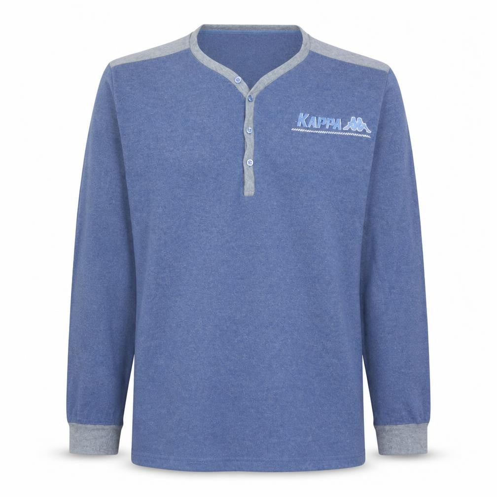 Kappa Mens Blue Henley Jumper Long Sleeve Size L Casual Sportswear