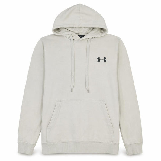 Front view of Under Armour Men's Beige Fleece Pullover Hoodie Medium