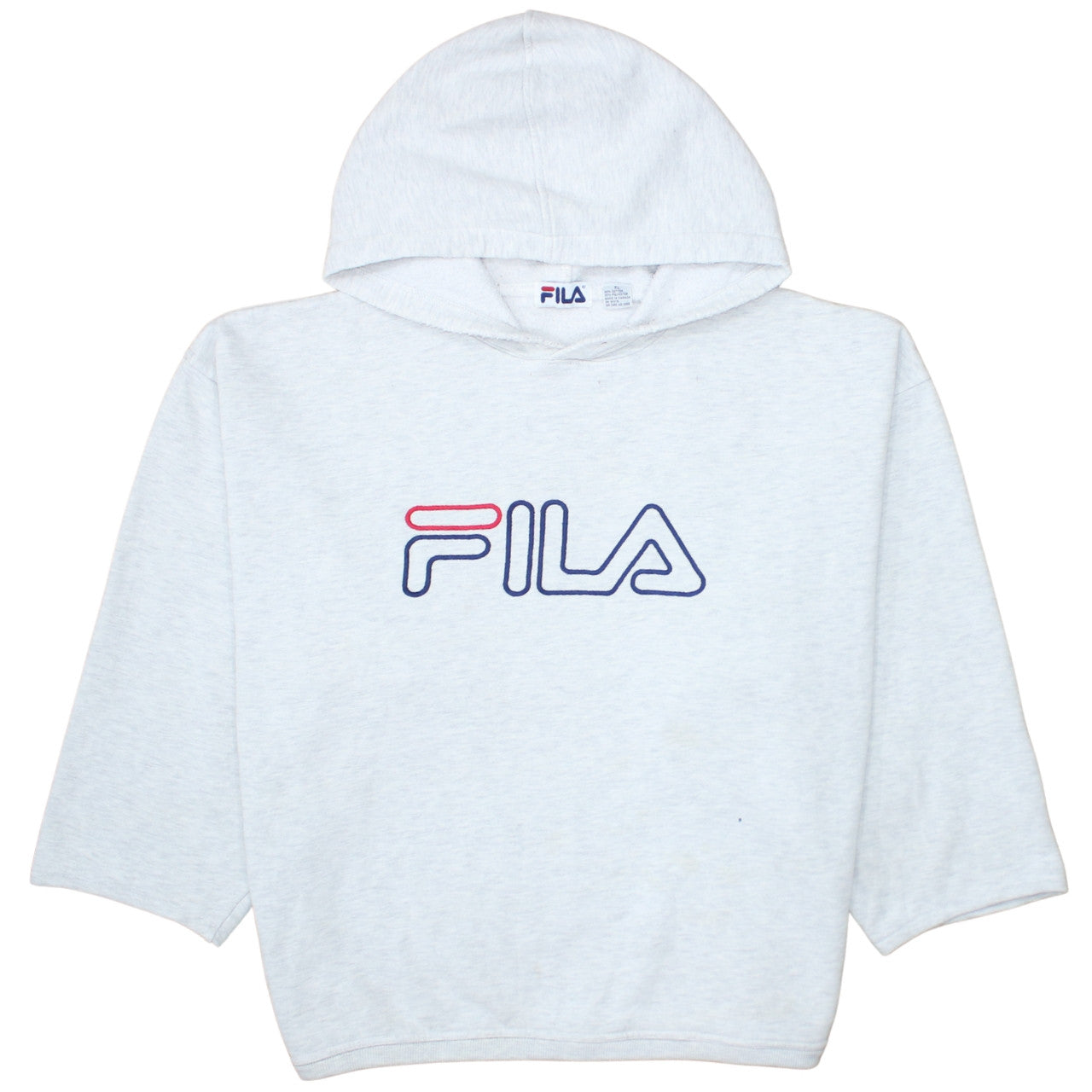 Fila Women Grey Pullover Hoodie Cotton Blend Logo Print M