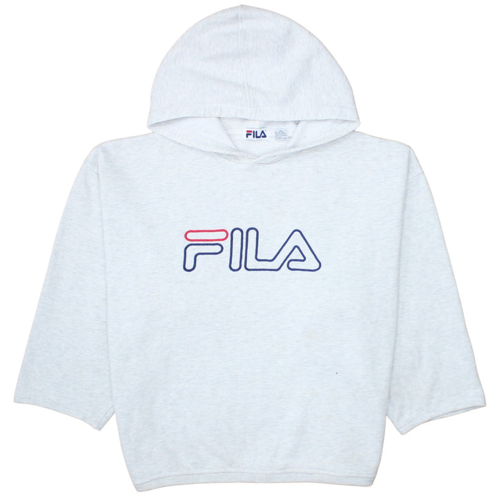 Fila Women Grey Pullover Hoodie Cotton Blend Logo Print M