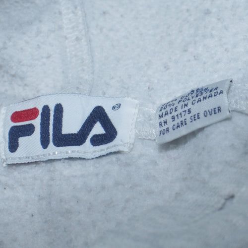 Fila Women Grey Pullover Hoodie Cotton Blend Logo Print M