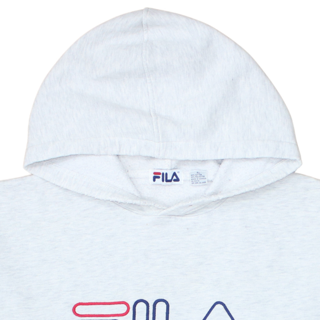 Fila Women Grey Pullover Hoodie Cotton Blend Logo Print M