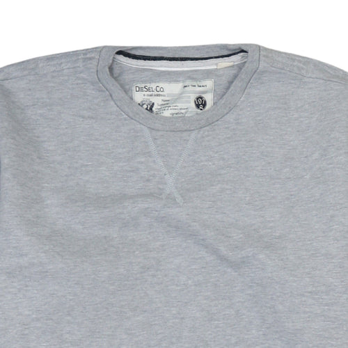 Diesel Men Grey Cotton Crew Neck Pullover Sweatshirt Medium