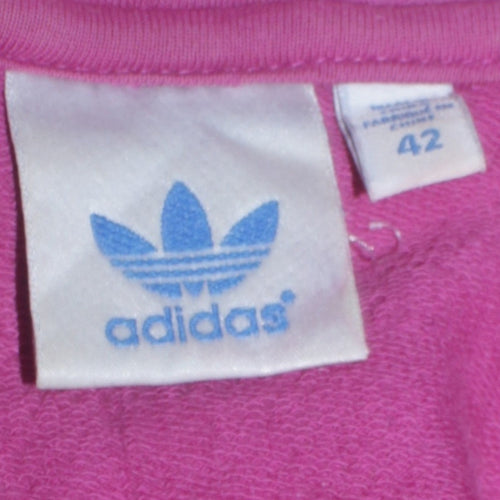 Adidas Womens Pink Full Zip Hoodie Size 14 Cotton Casual Sportswear