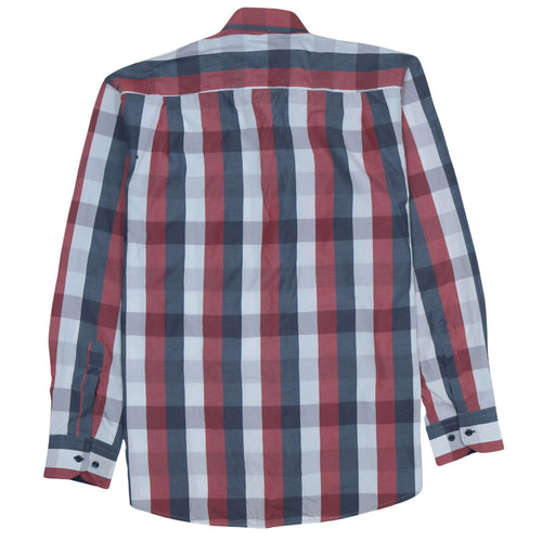 Tommy Hilfiger Men's Red Blue Check Long Sleeve Button-Up Shirt 2XL