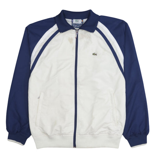 Lacoste Boys White & Navy Track Jacket Size L Full Zip Polyester Activewear