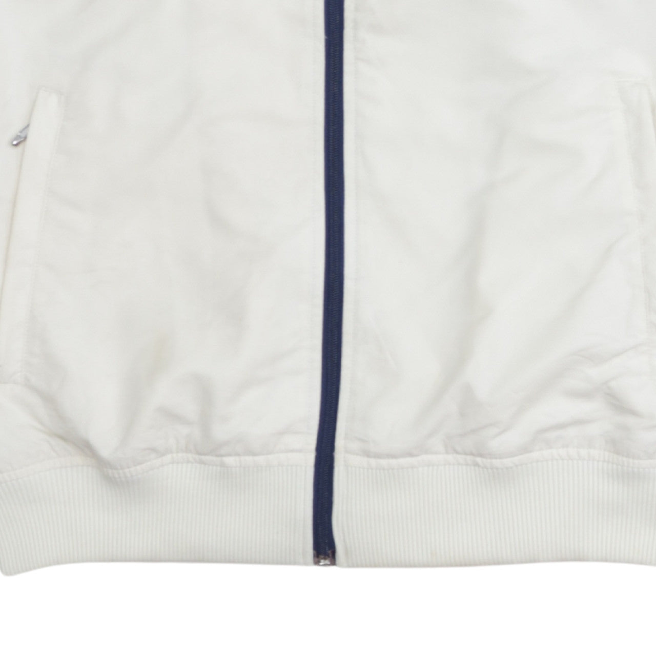 Lacoste Boys White & Navy Track Jacket Size L Full Zip Polyester Activewear