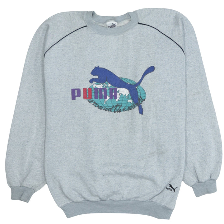 Puma Men's Grey XL Vintage Pullover Sweatshirt Graphic Logo