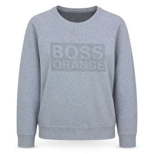 Front view of Hugo Boss Orange women’s grey pullover sweatshirt xl relaxed fit