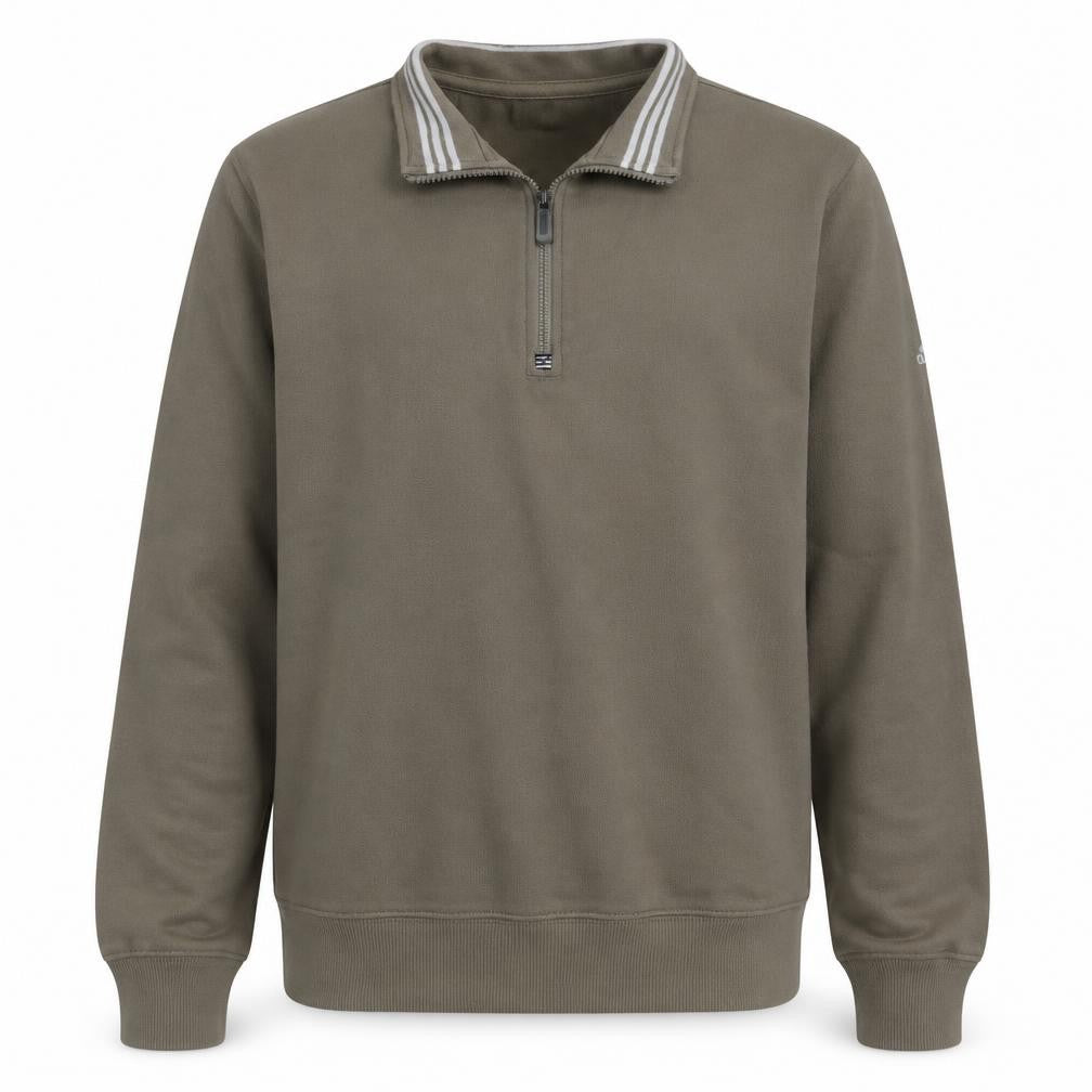 Front view of Adidas Men's Brown XL 1/4 Zip Fleece Sweatshirt