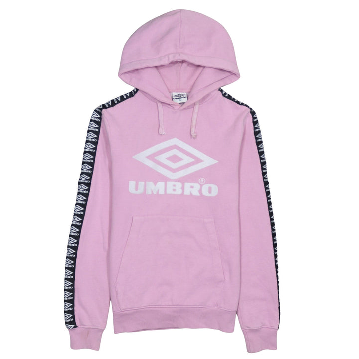Umbro Womens Pink Hoodie Small Logo Tape Sleeve Pullover