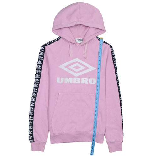 Umbro Womens Pink Hoodie Small Logo Tape Sleeve Pullover