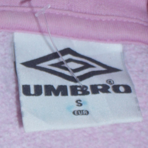 Umbro Womens Pink Hoodie Small Logo Tape Sleeve Pullover
