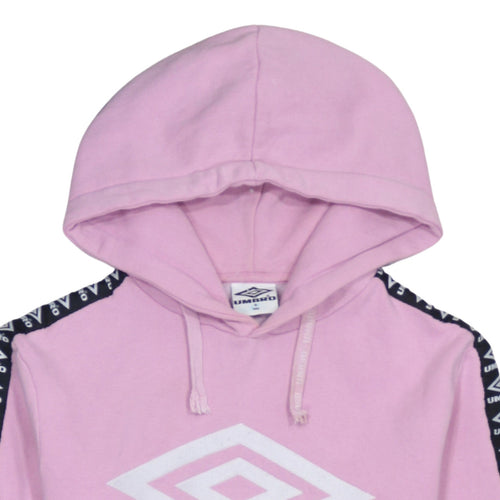 Umbro Womens Pink Hoodie Small Logo Tape Sleeve Pullover