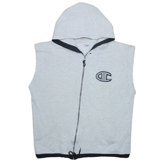 Champion Men's Grey XL Sleeveless Zip Hoodie Vest