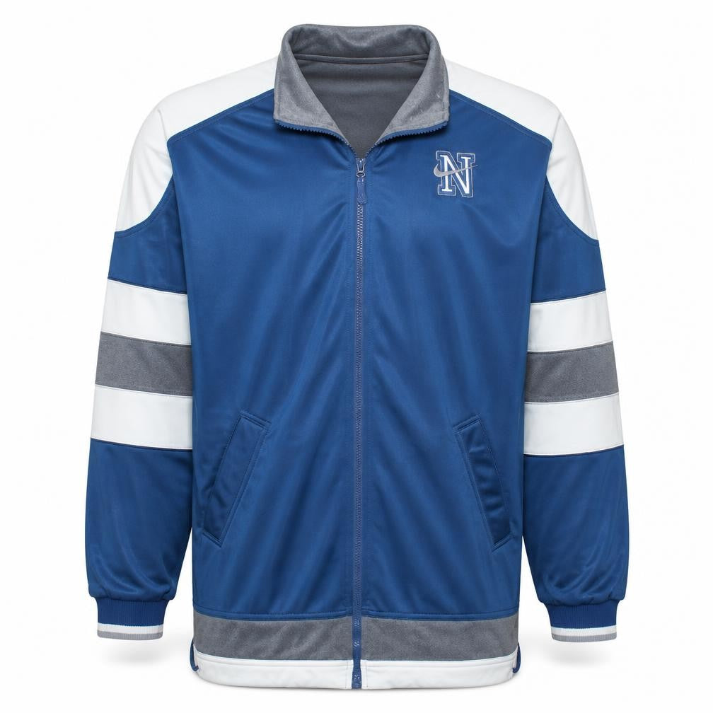 Front view of Nike Men's Blue L Track Jacket Full Zip Colourblock Sportswear