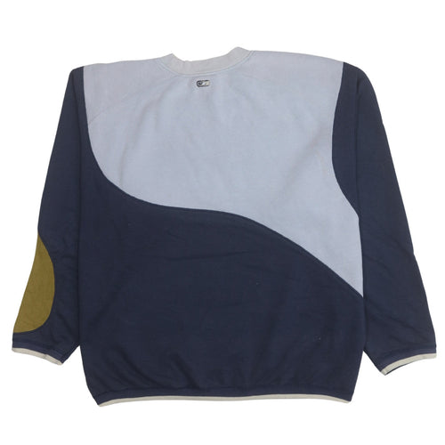 Adidas Mens Blue Colourblock Logo Sweatshirt Size L Vintage Pullover