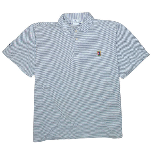 Nike Men’s Blue Striped Polo Shirt L Vintage Sportswear