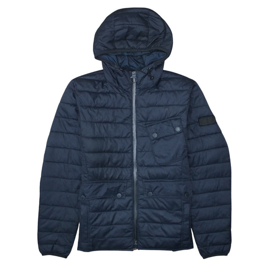Barbour International Mens Blue Hooded Puffer Jacket M