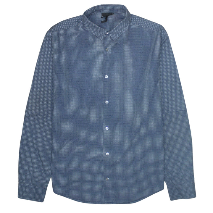 Emporio Armani Men's Blue Slim Fit Long Sleeve Cotton Shirt Size L