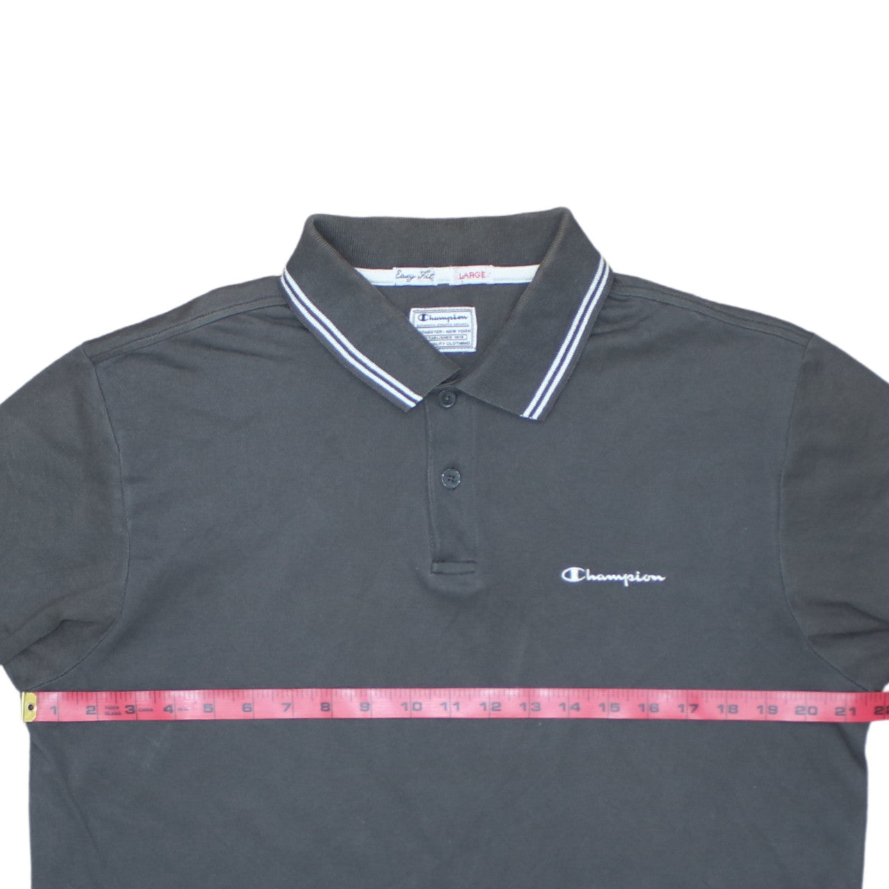 Champion Men's Black Polo Shirt Size L Short Sleeve Cotton