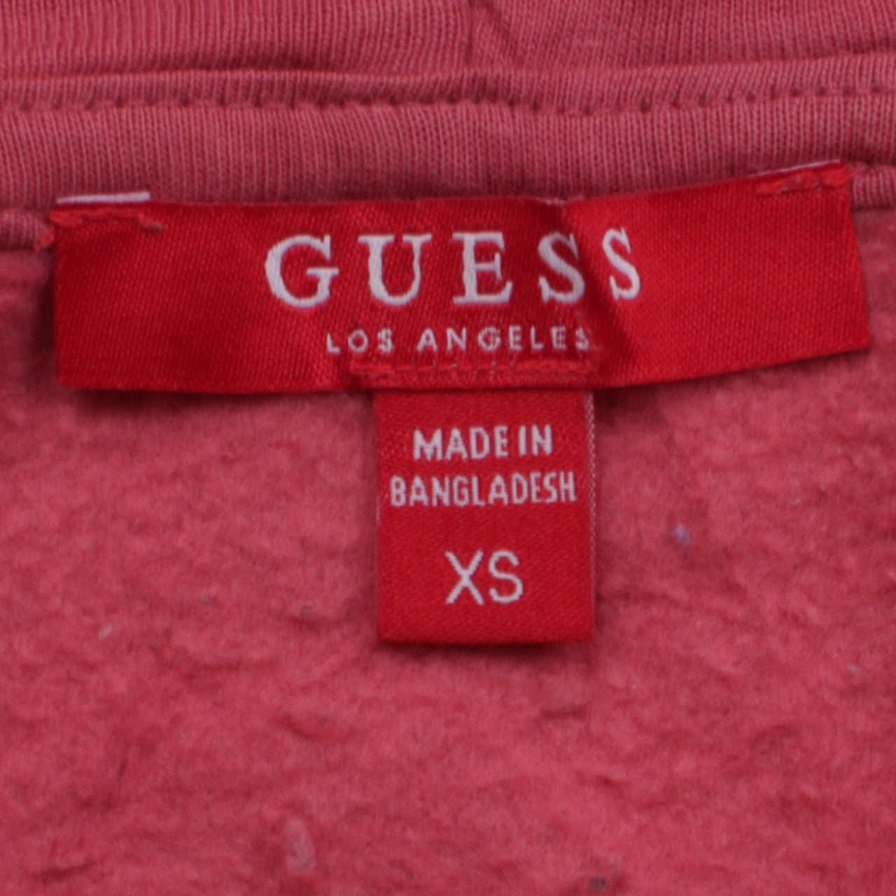 GUESS Womens Pink Pullover Hoodie XS Logo Embroidered Casual