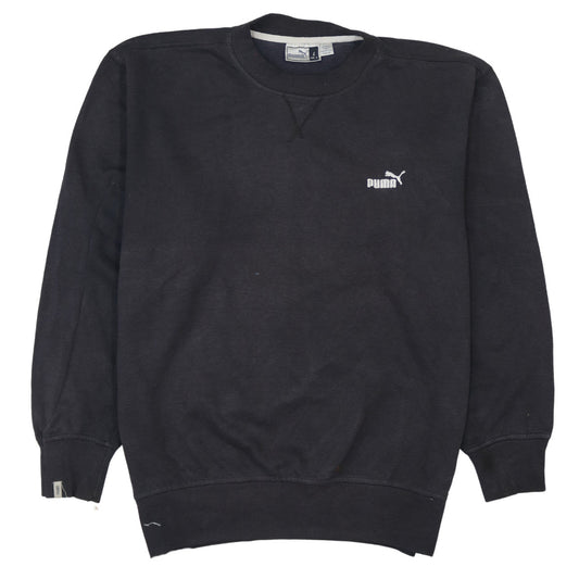 Puma Mens Black L Pullover Sweatshirt Crew Neck Fleece