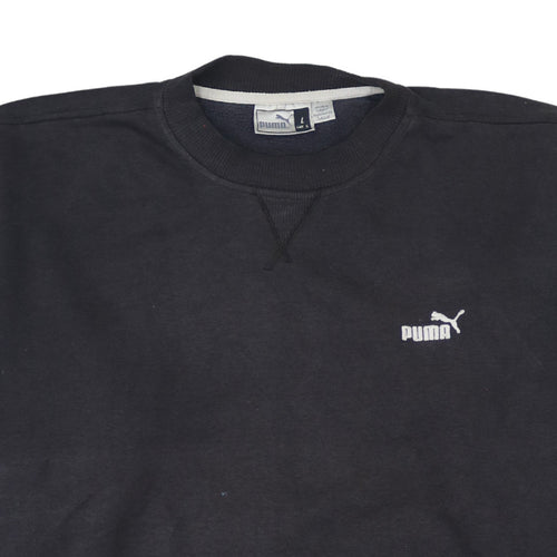 Puma Mens Black L Pullover Sweatshirt Crew Neck Fleece