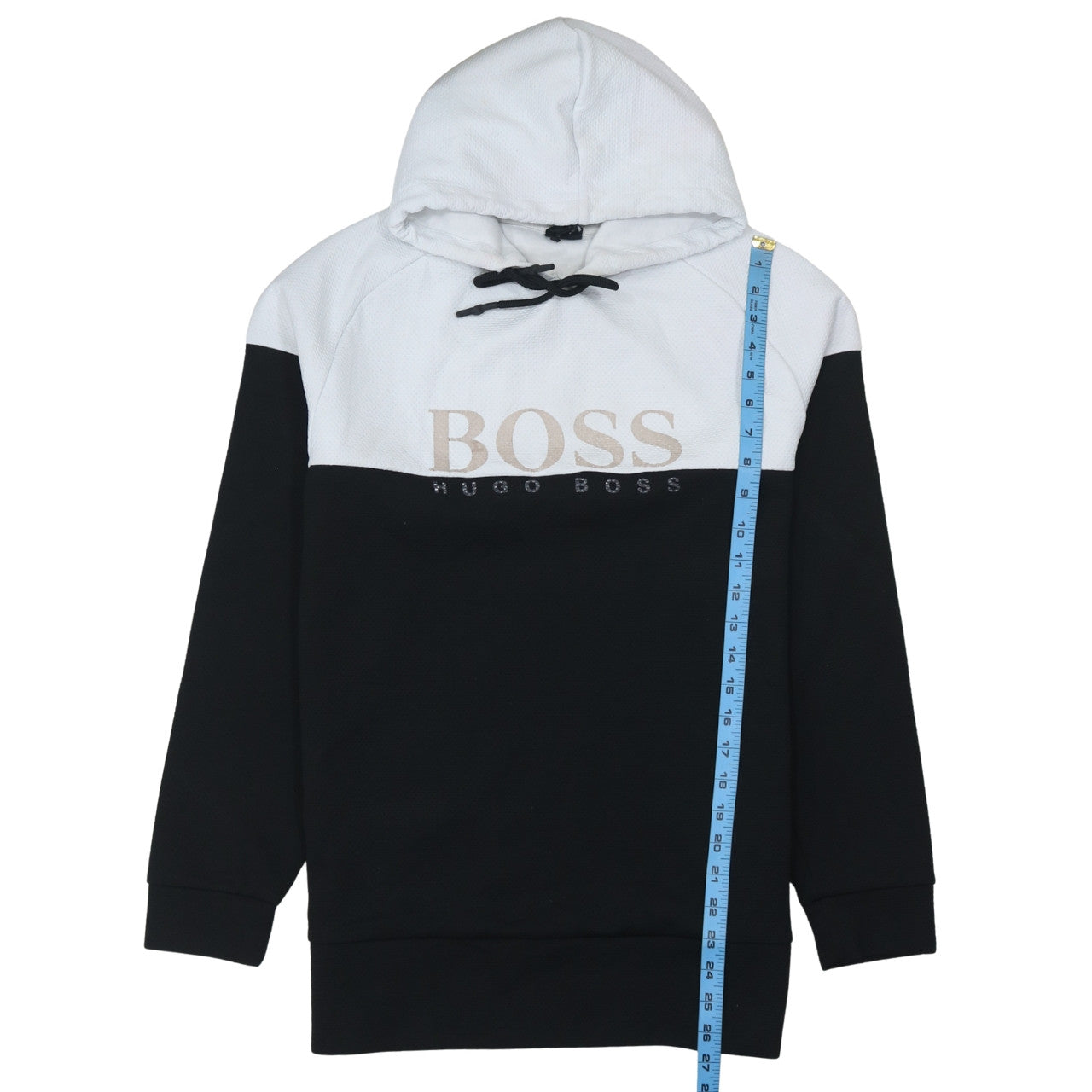 Hugo Boss Men's Black & White Logo Pullover Hoodie Size S