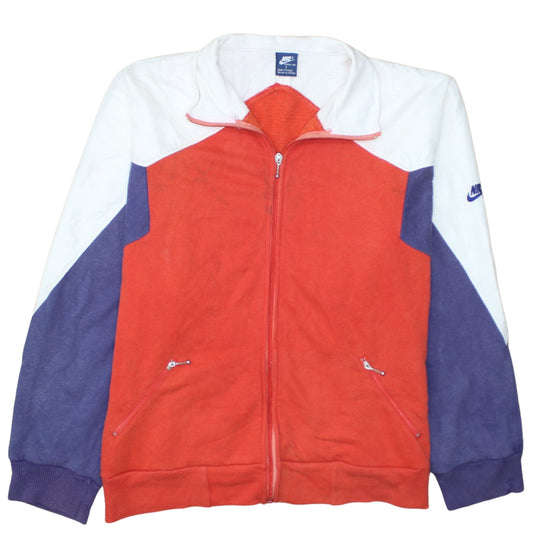 Nike Men's Red Colourblock Track Jacket L Vintage Sports Full Zip