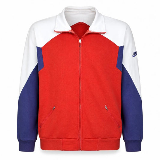 Nike Men's Red Colourblock Track Jacket L Vintage Sports Full Zip