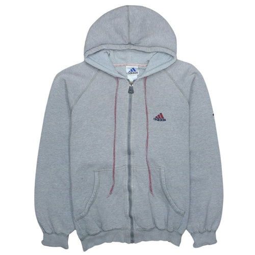 Adidas Men's Grey Full Zip Hoodie M Logo Sportswear Sweatshirt