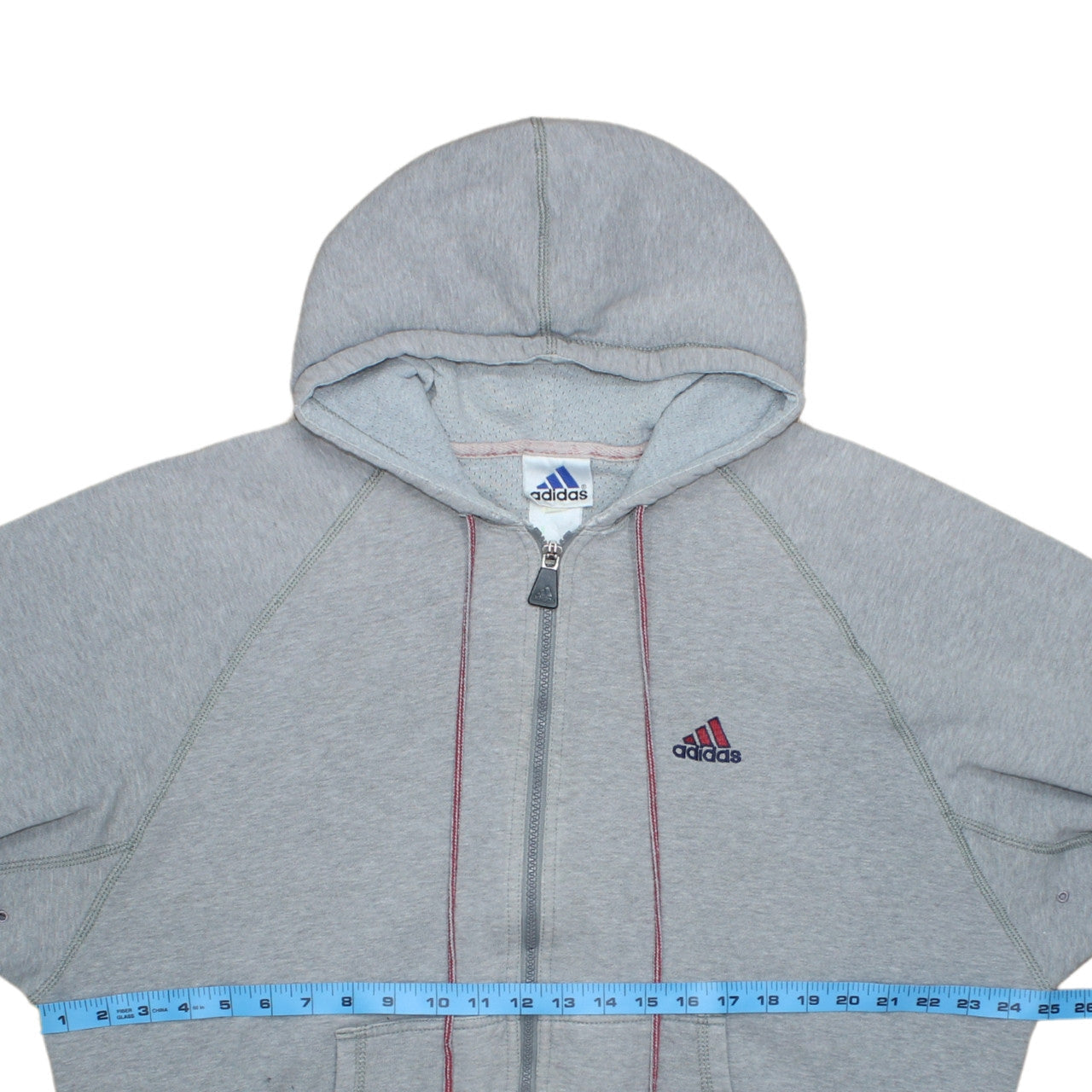 Adidas Men's Grey Full Zip Hoodie M Logo Sportswear Sweatshirt